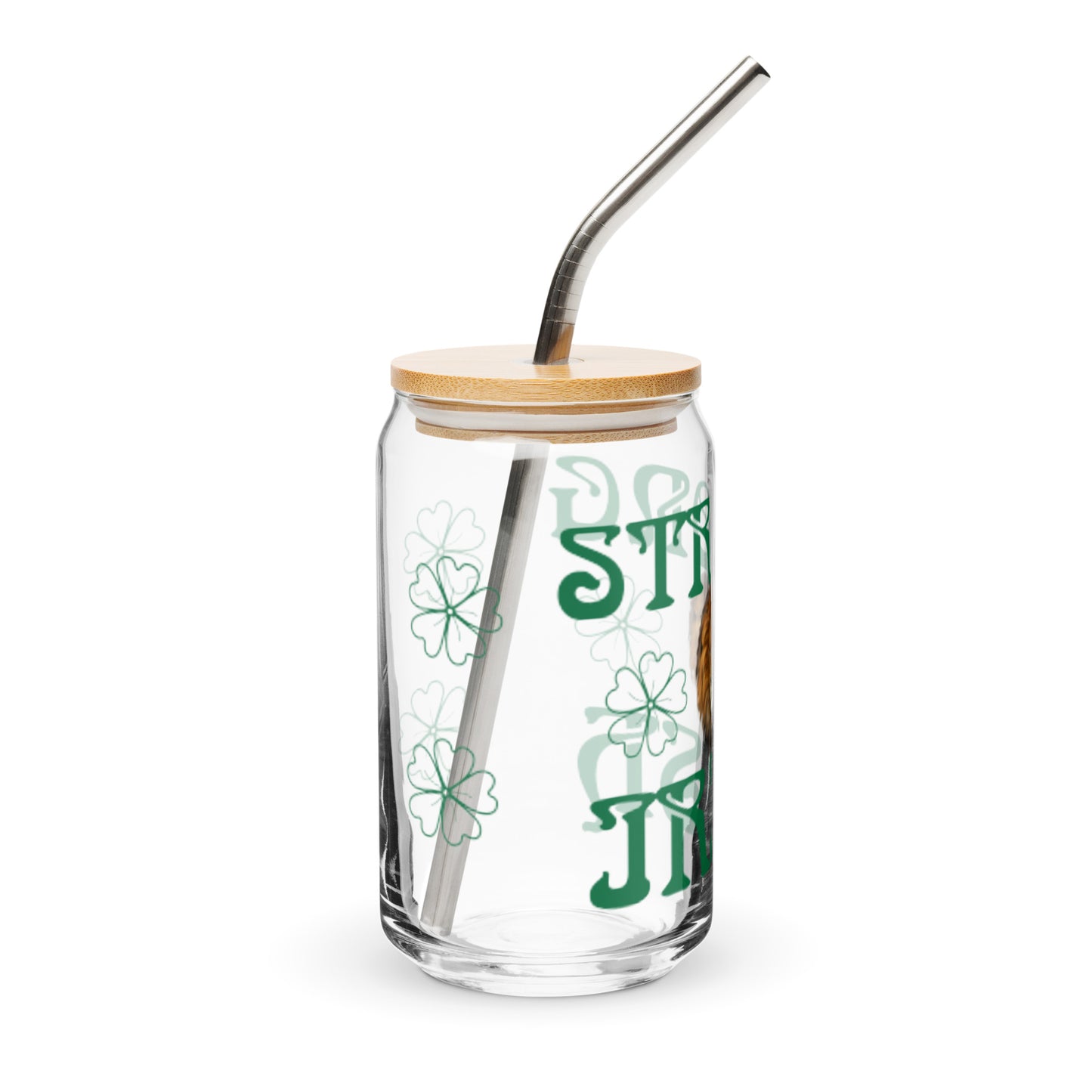 STRONG IRISH!”Can-Shaped Glass W/Green Font