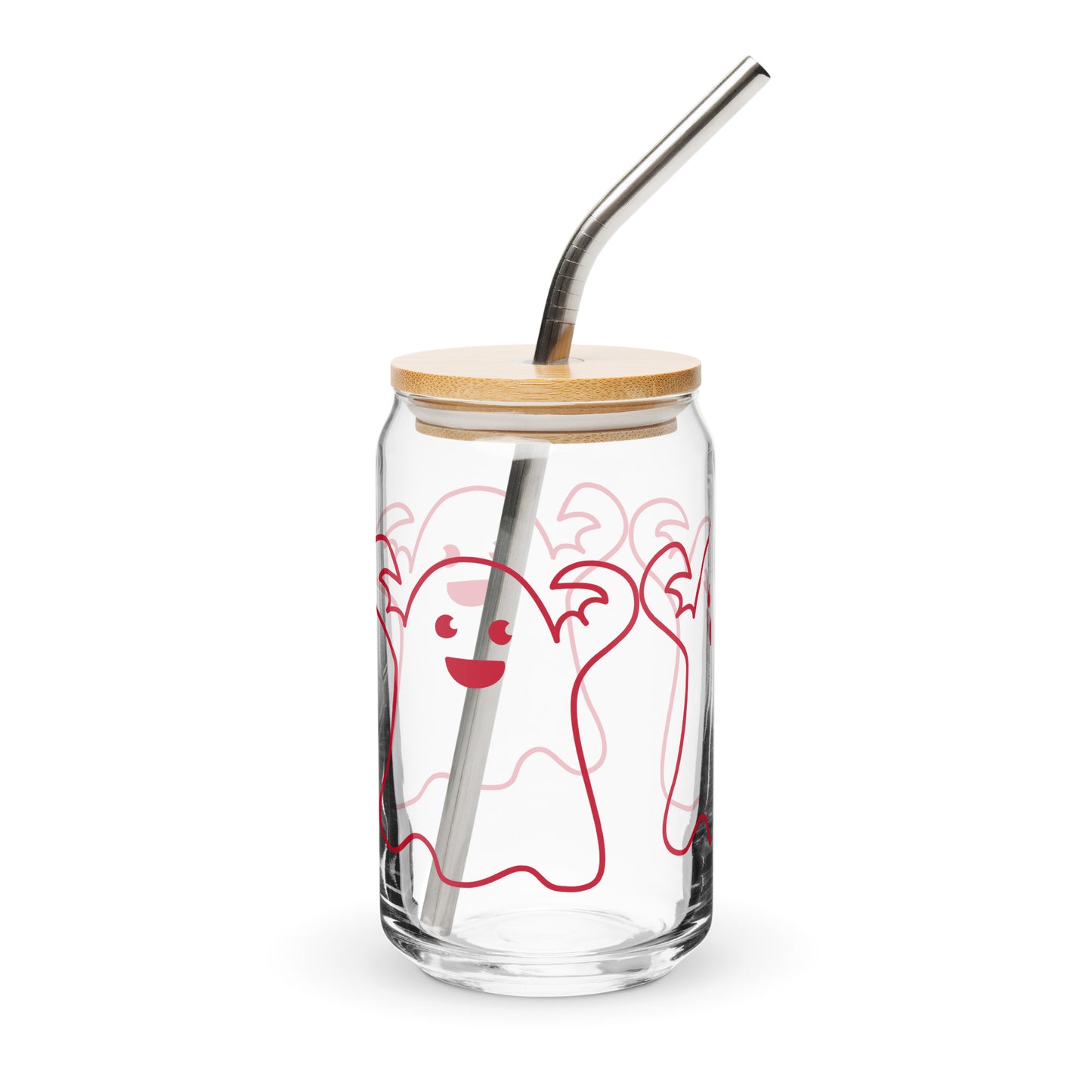“HALLOWEEN GHOST! Can-Shaped Glass W/Red Font