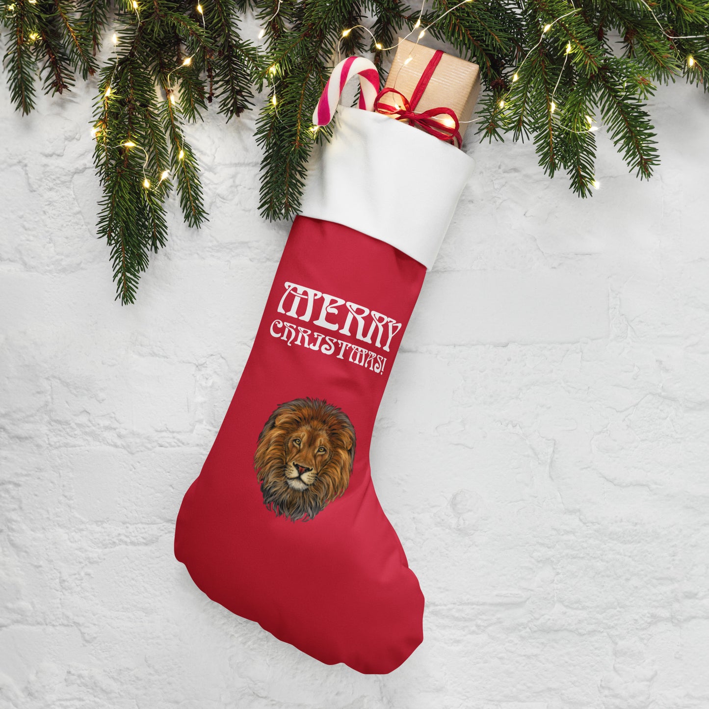“Red”Christmas Stocking W/White Font