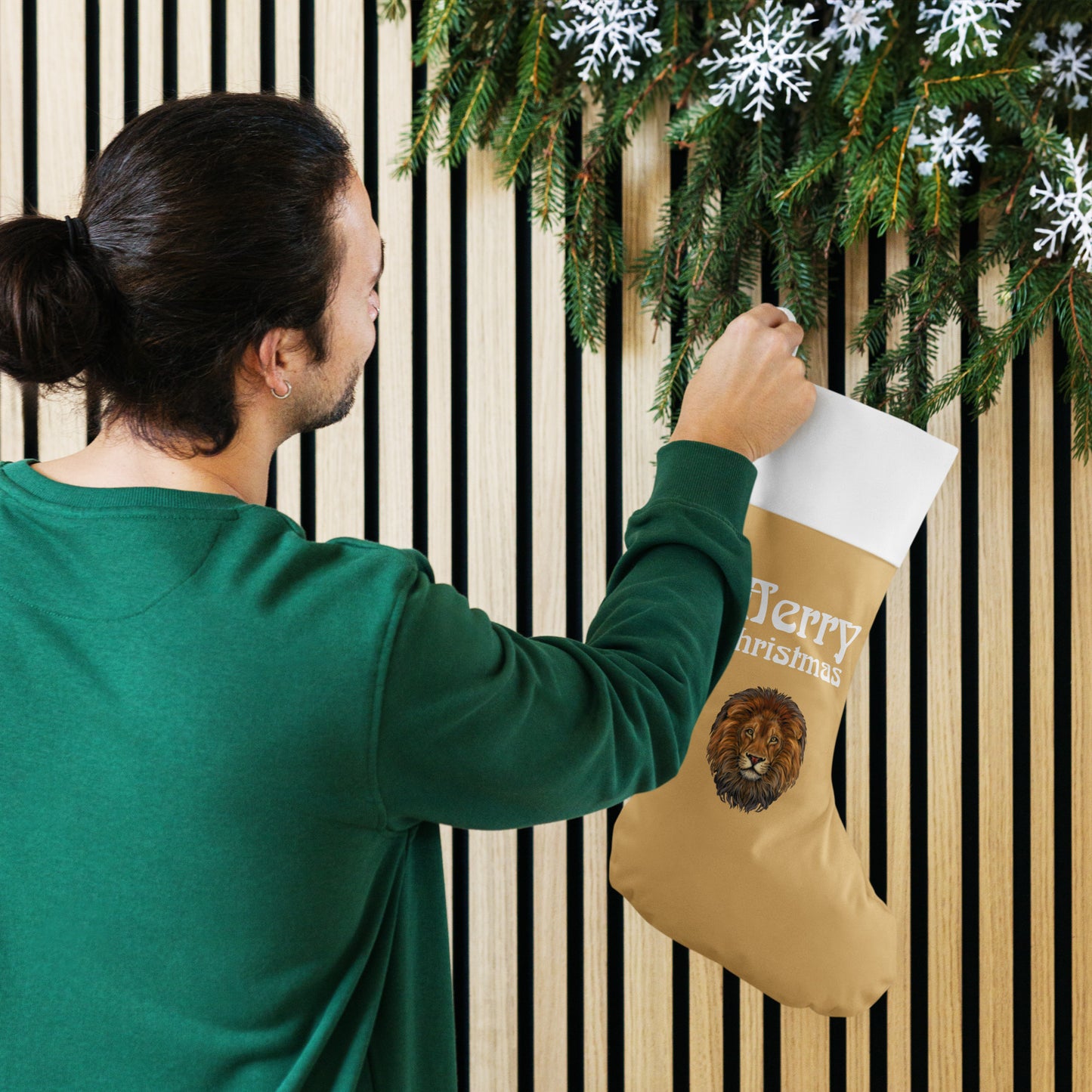 “Fawn”Christmas Stocking W/White Font