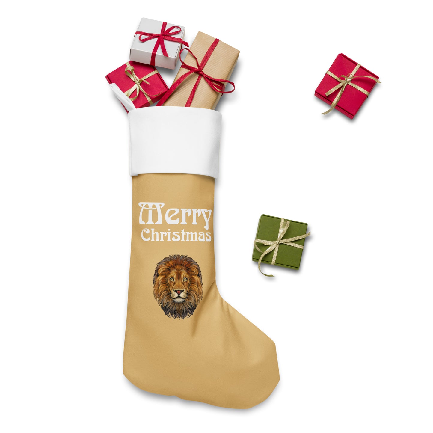“Fawn”Christmas Stocking W/White Font