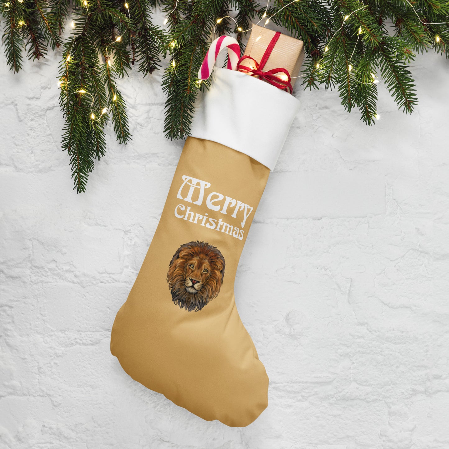 “Fawn”Christmas Stocking W/White Font
