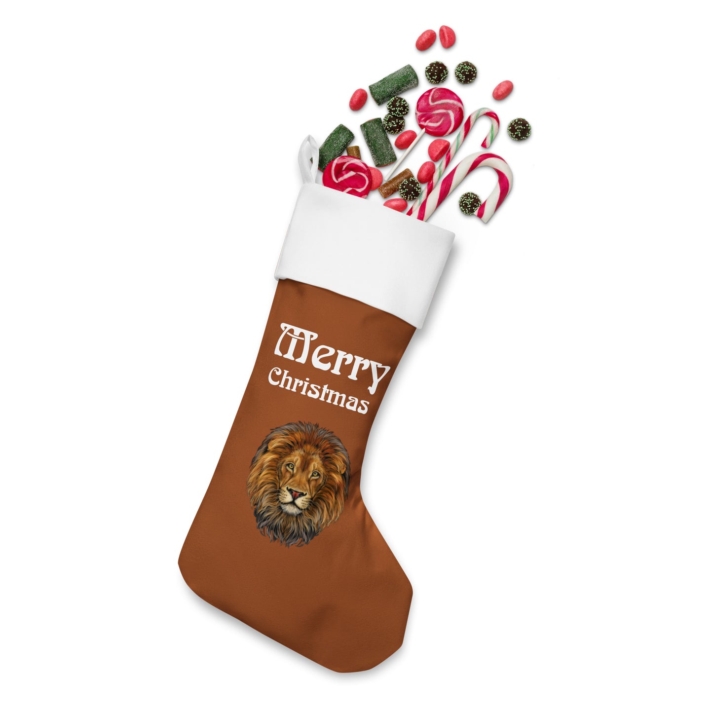 “Brown”Christmas Stocking W/White Font