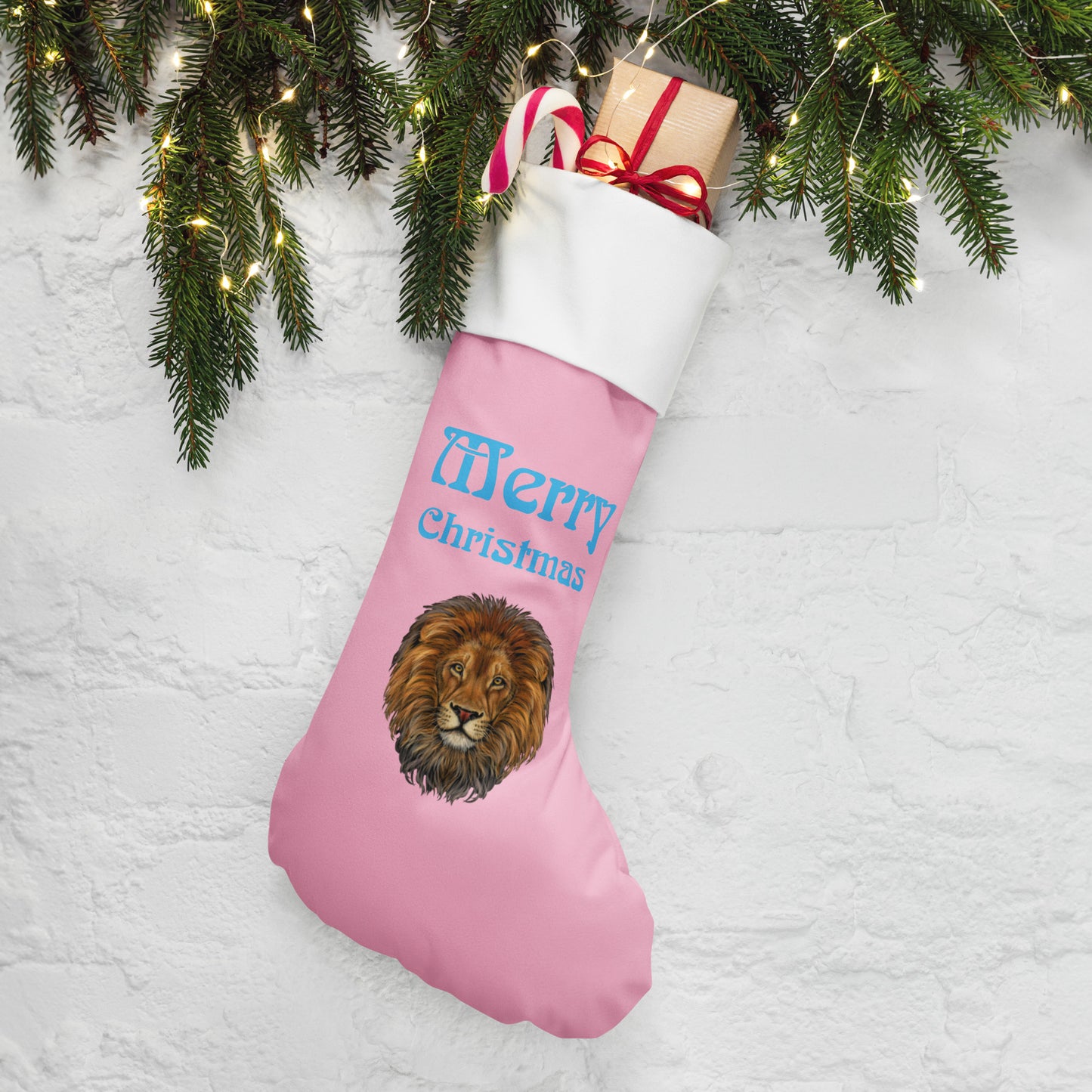 “Cotton Candy”Christmas Stocking W/SkyBlue Font