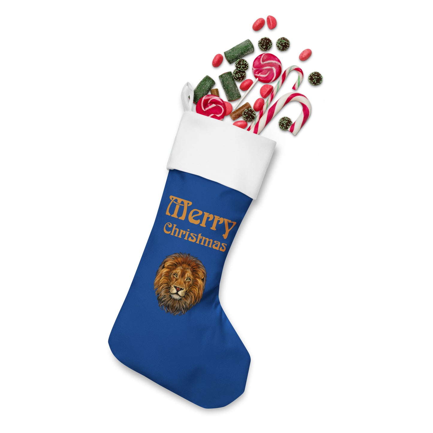 “Blue”Christmas Stocking W/Bronze Font