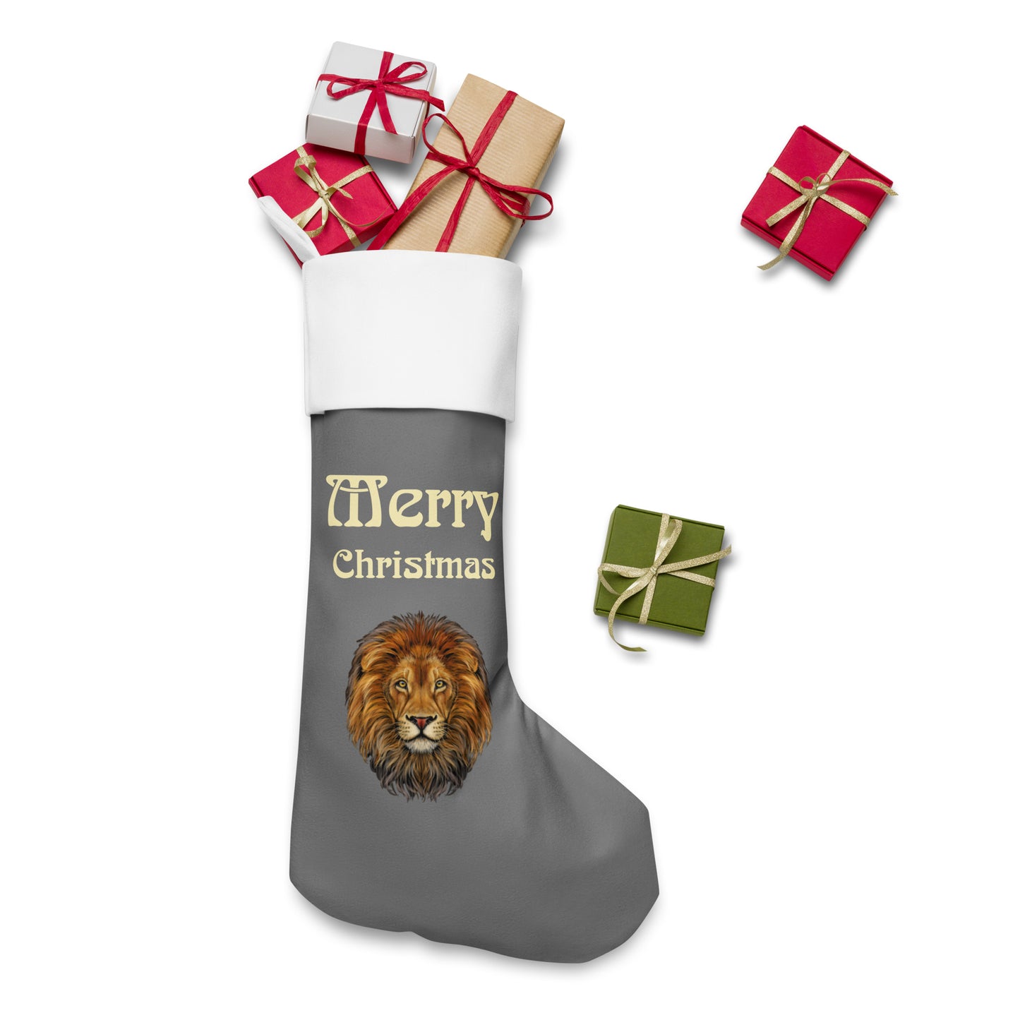 “Grey”Christmas Stocking W/Banana Font