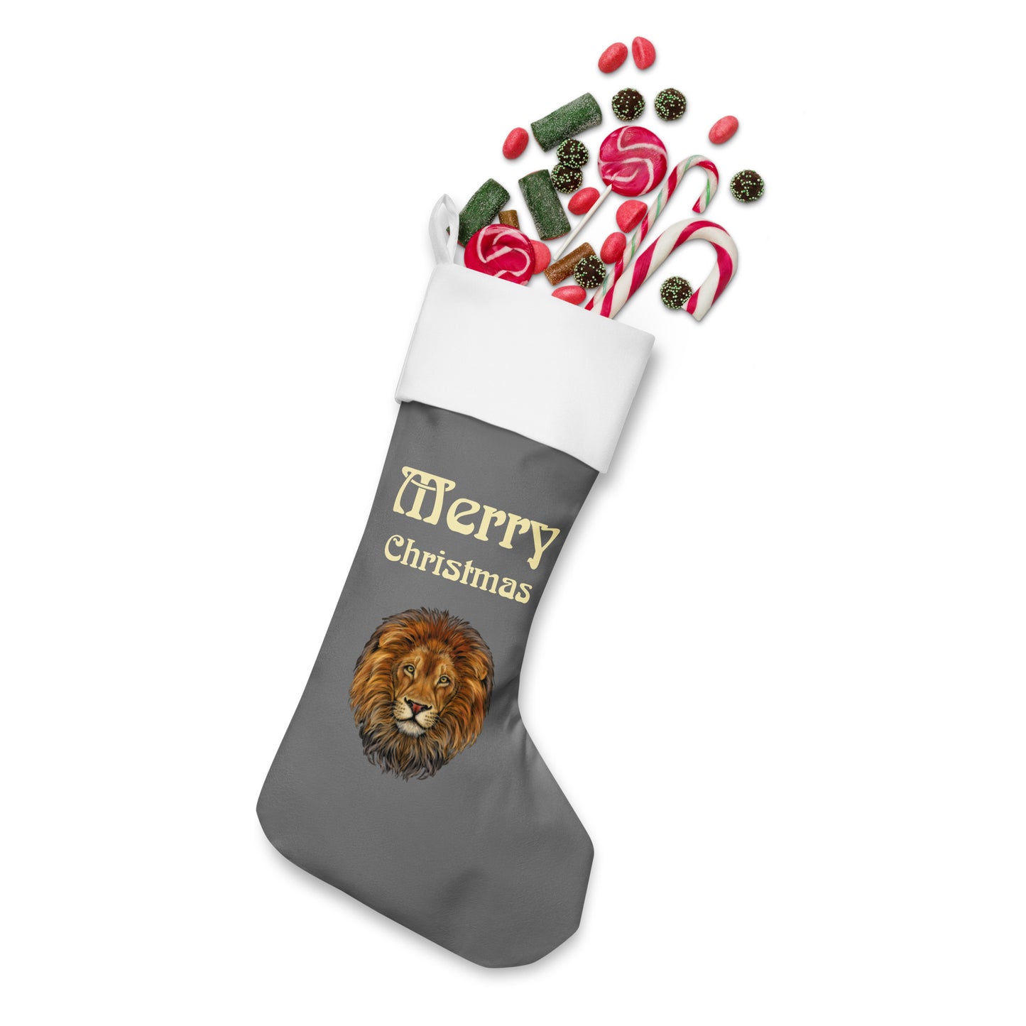 “Grey”Christmas Stocking W/Banana Font