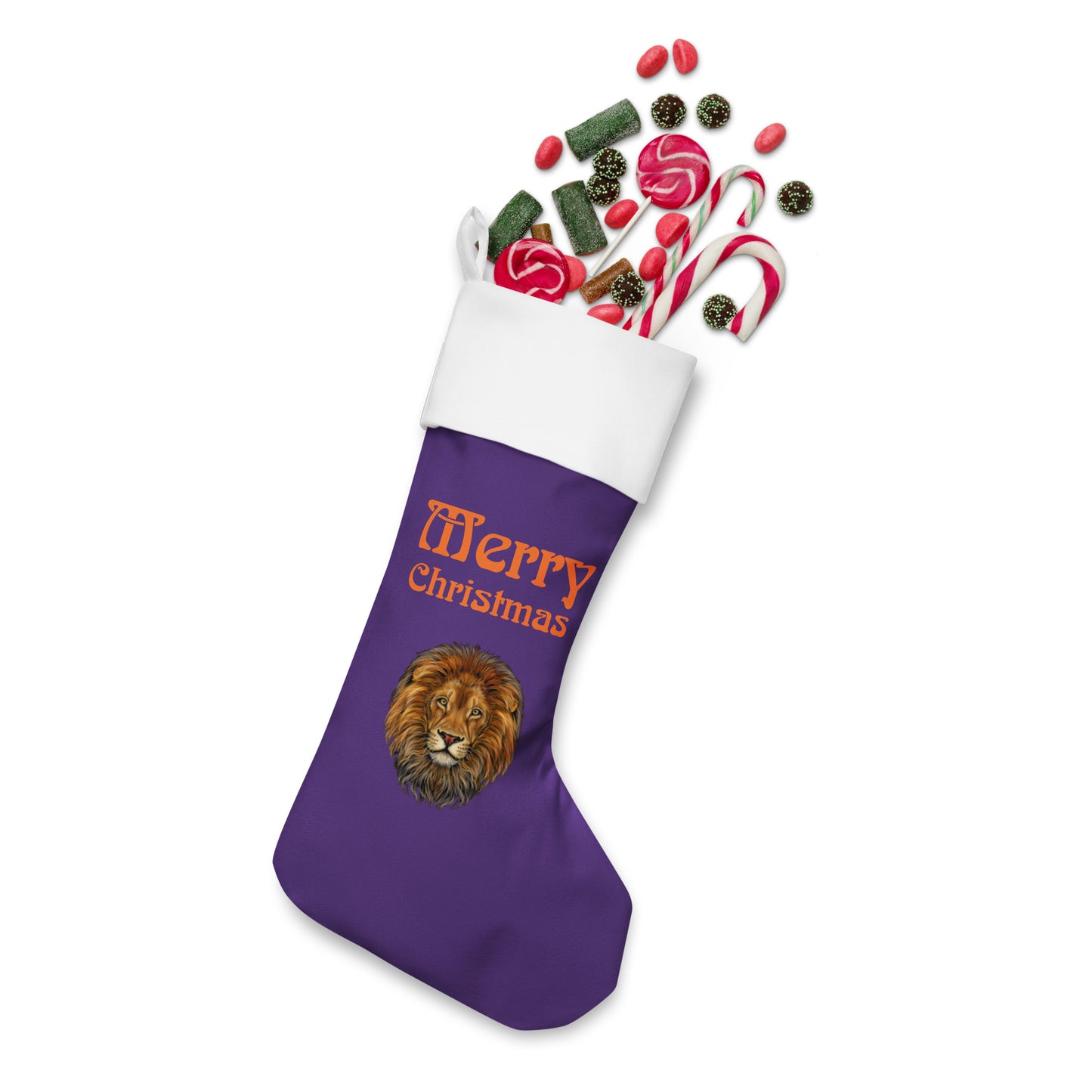 “Purple”Christmas Stocking W/Orange Font