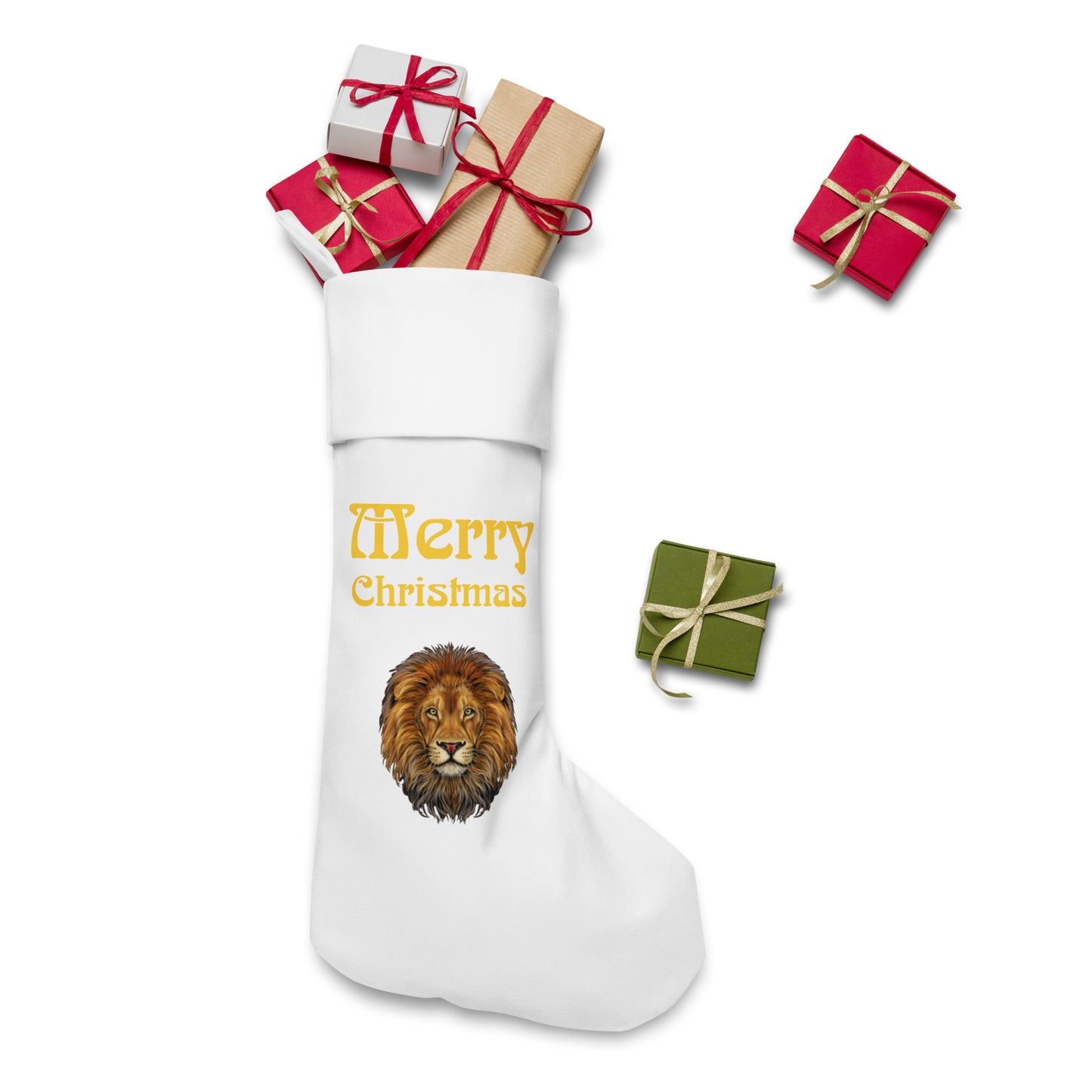 “White”Christmas Stocking W/Yellow Font