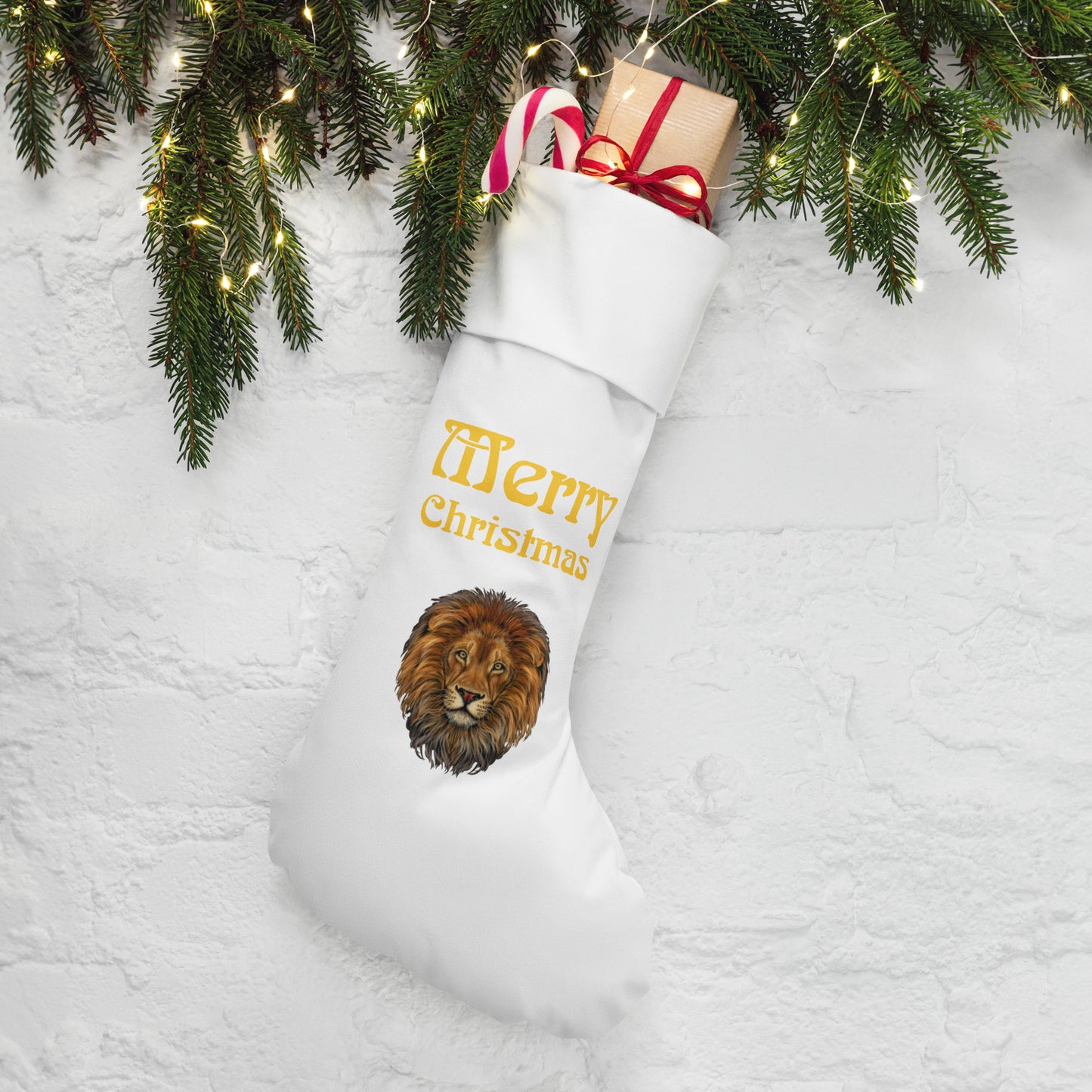 “White”Christmas Stocking W/Yellow Font