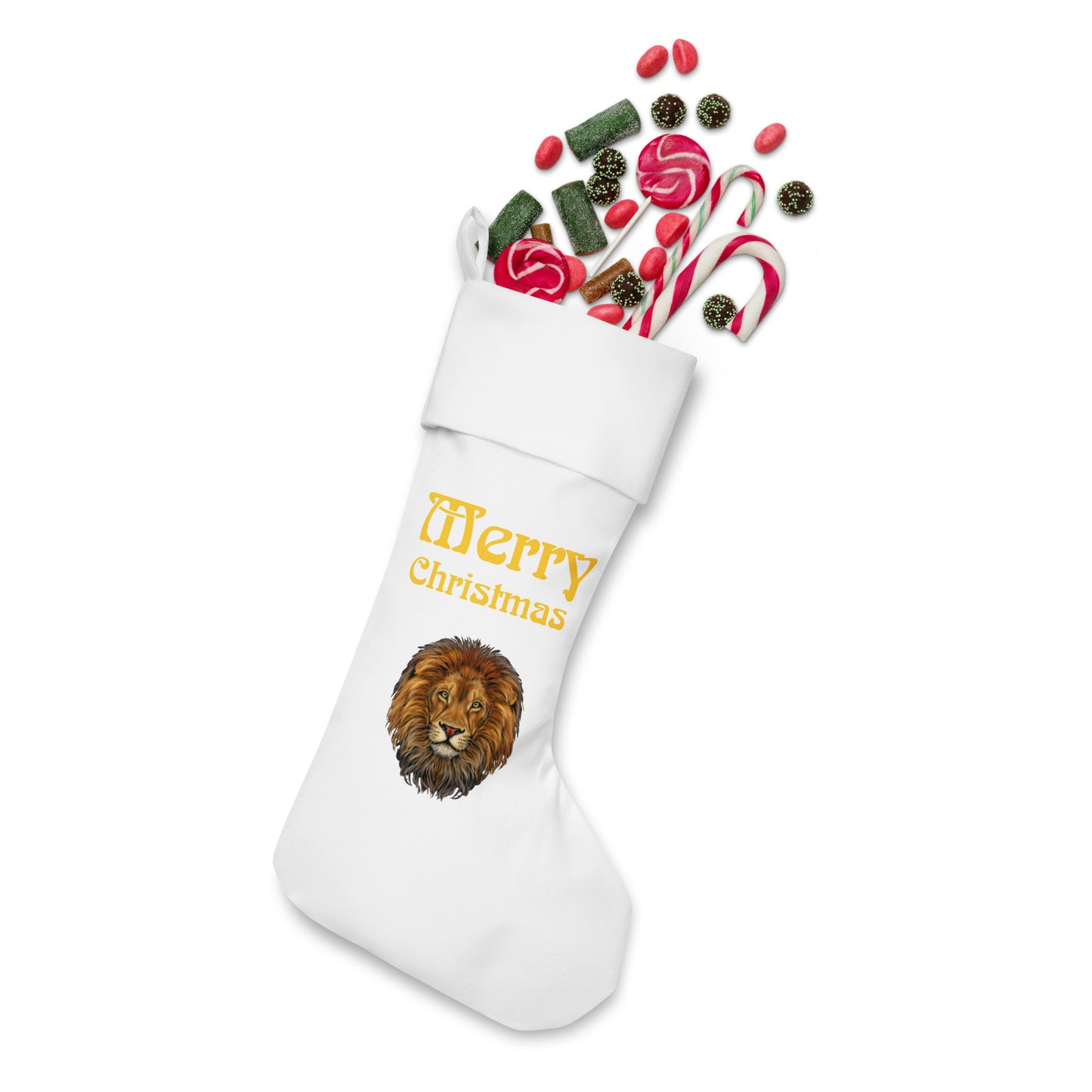 “White”Christmas Stocking W/Yellow Font