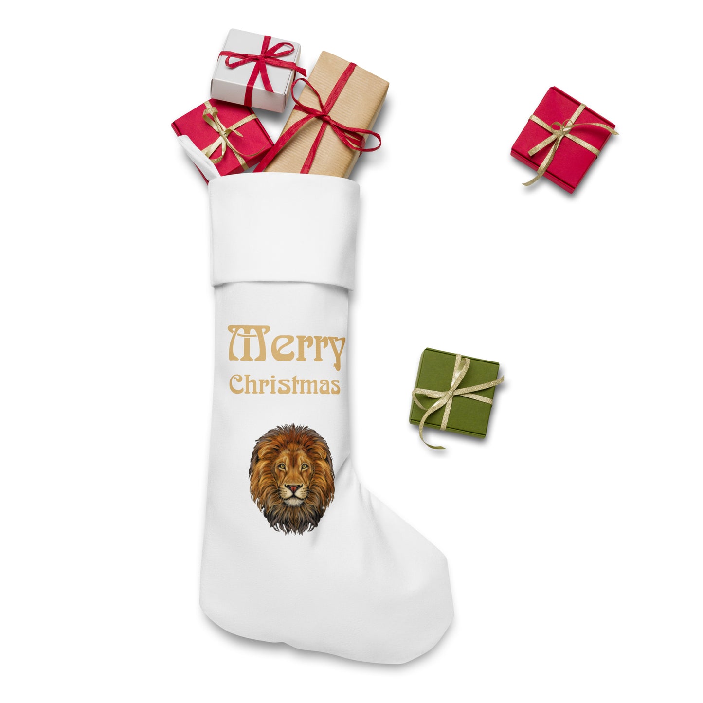 “White”Christmas Stocking W/Fawn Font