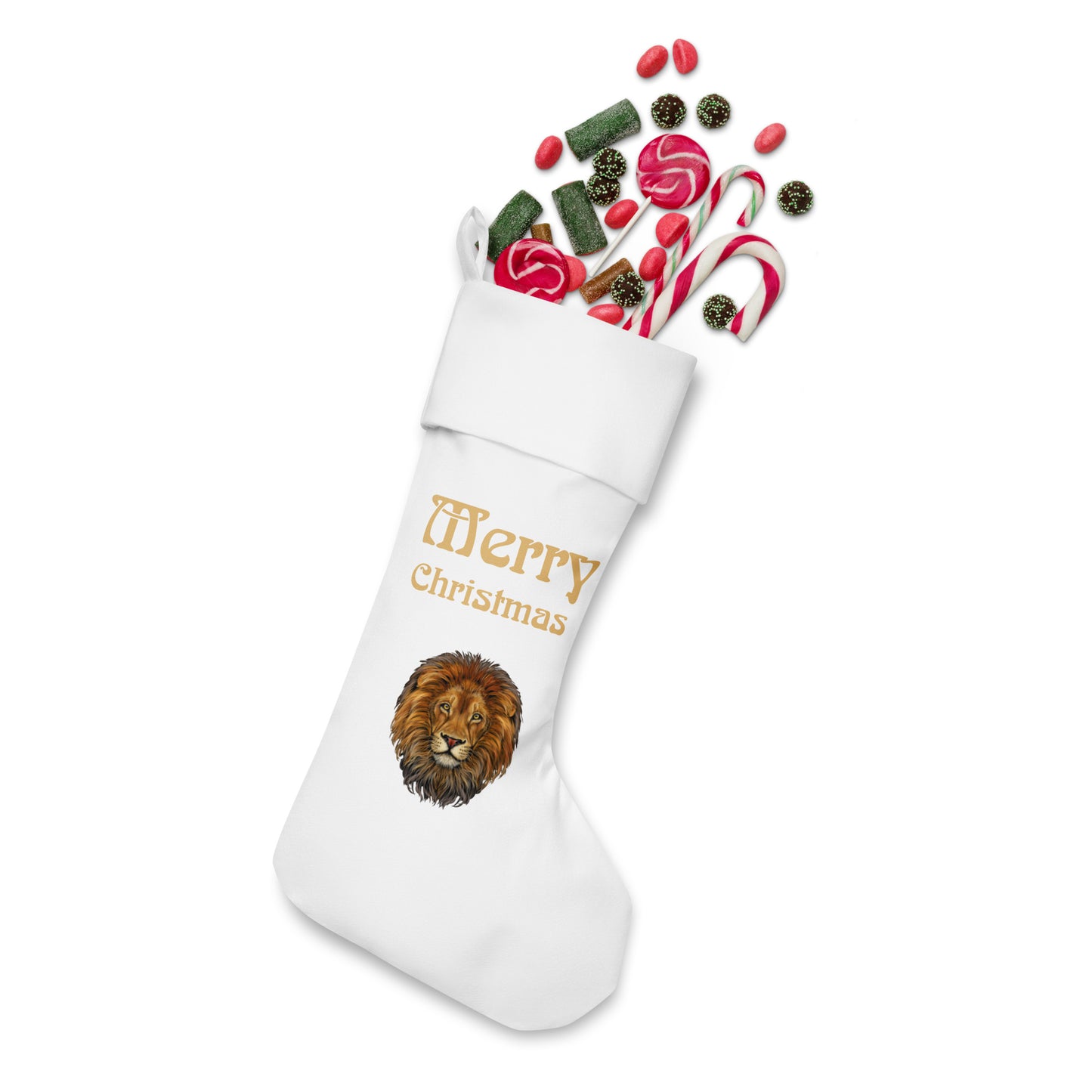 “White”Christmas Stocking W/Fawn Font