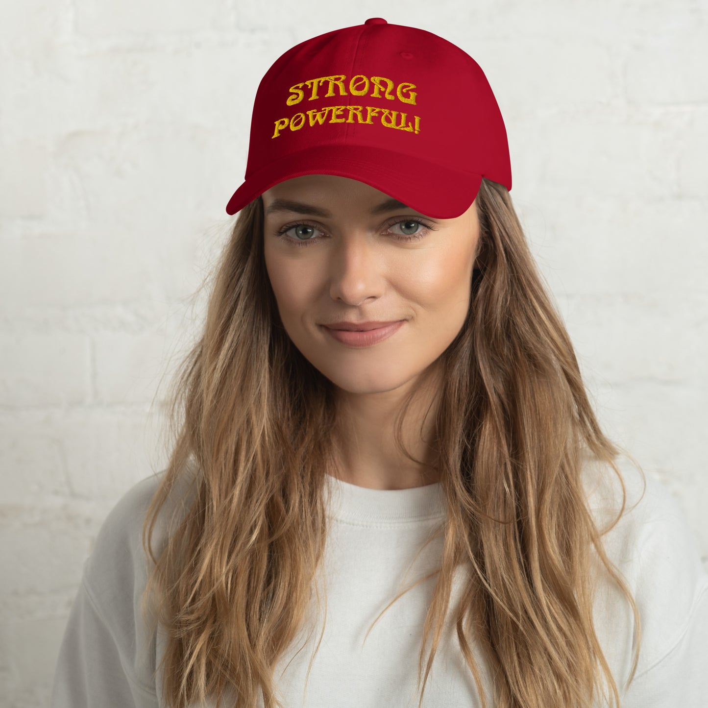 “STRONG & POWERFUL!” Dad Hat W/Yellow Font