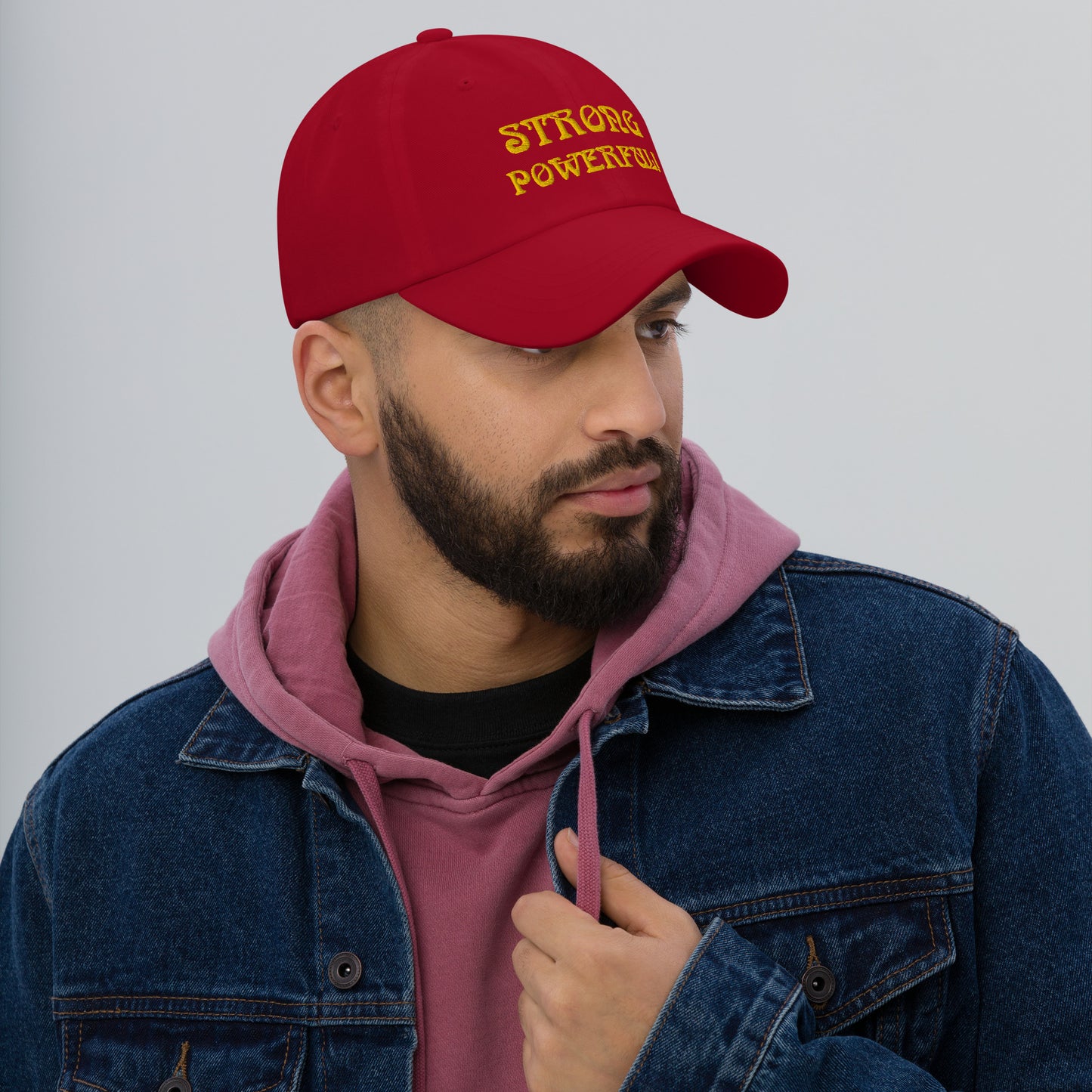 “STRONG & POWERFUL!” Dad Hat W/Yellow Font