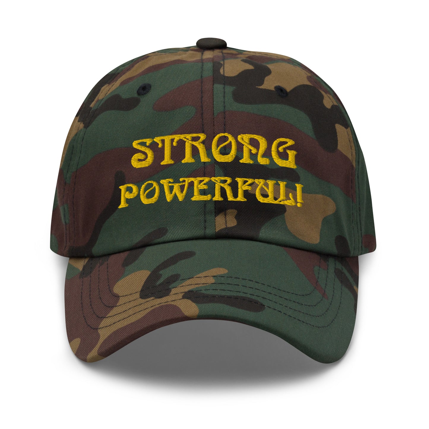 “STRONG & POWERFUL!” Dad Hat W/Yellow Font