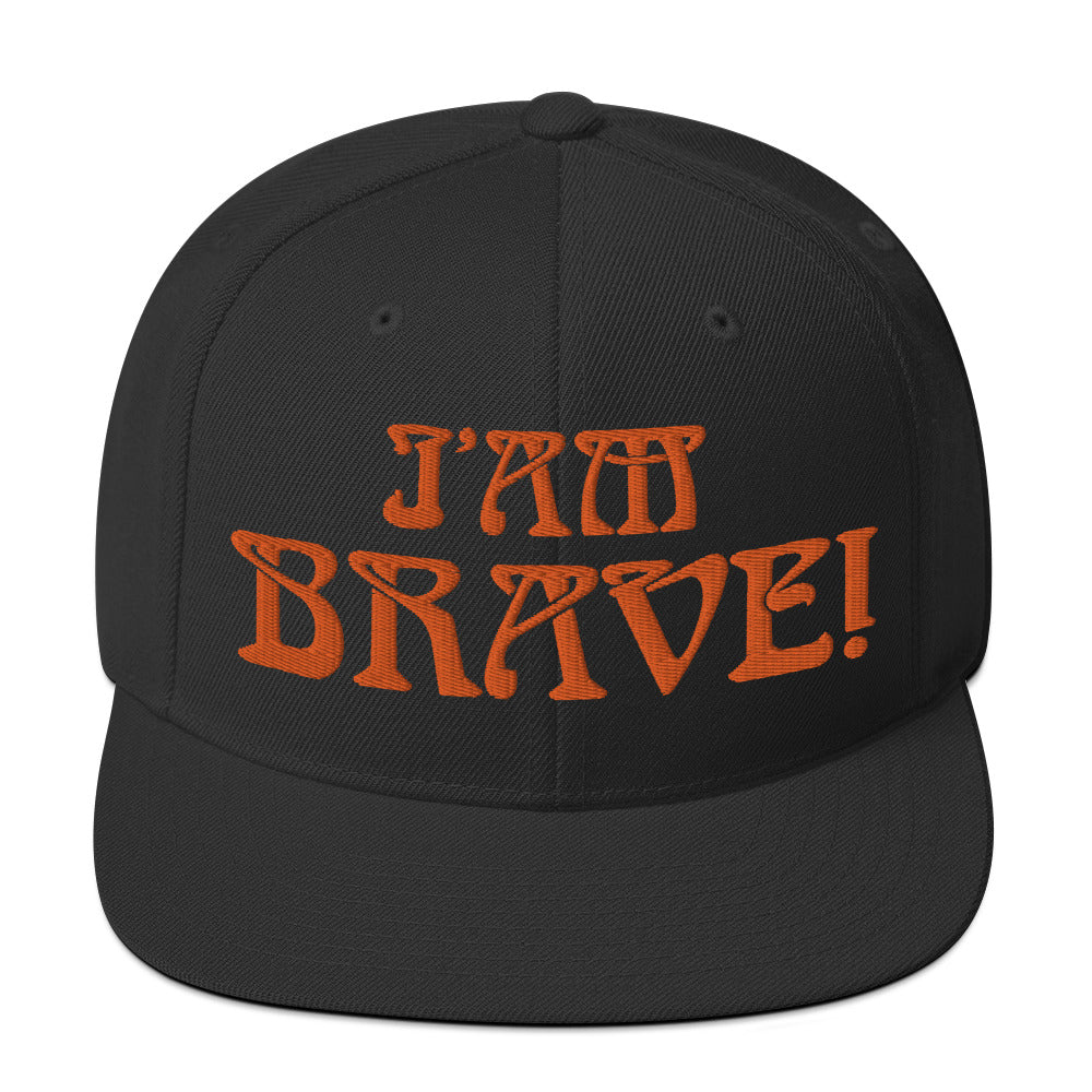 “I’AM BRAVE!”Snapback Hat W/Orange Font