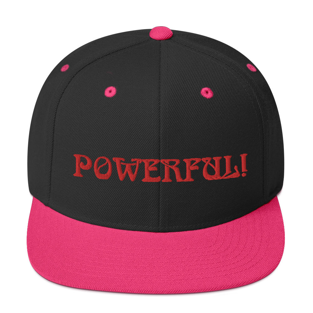 “POWERFUL!”Snapback Hat W/Red Font
