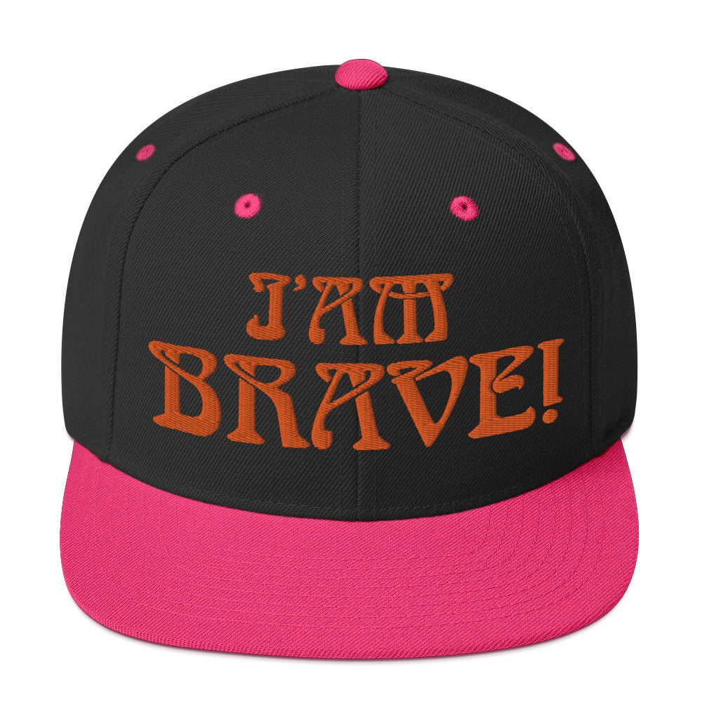 “I’AM BRAVE!”Snapback Hat W/Orange Font