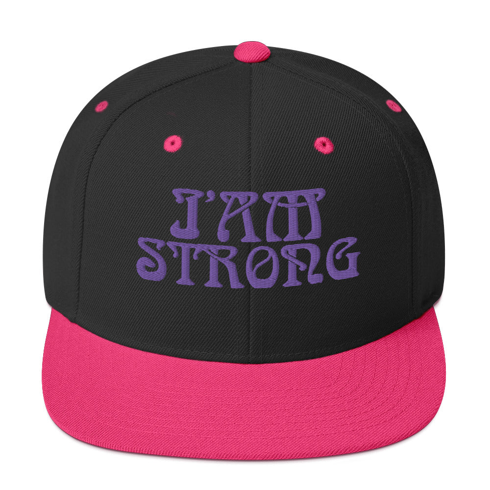 “I’AM STRONG!” Snapback Hat W/Purple Font