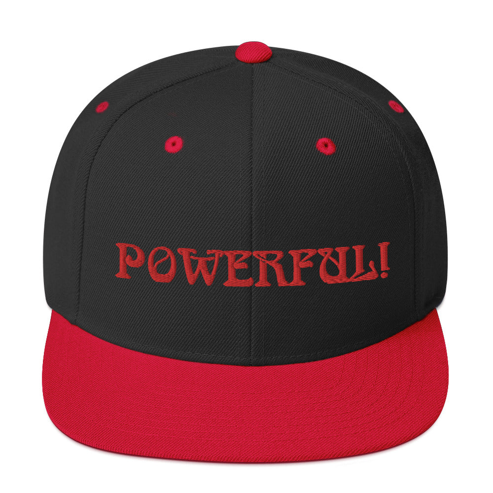 “POWERFUL!”Snapback Hat W/Red Font