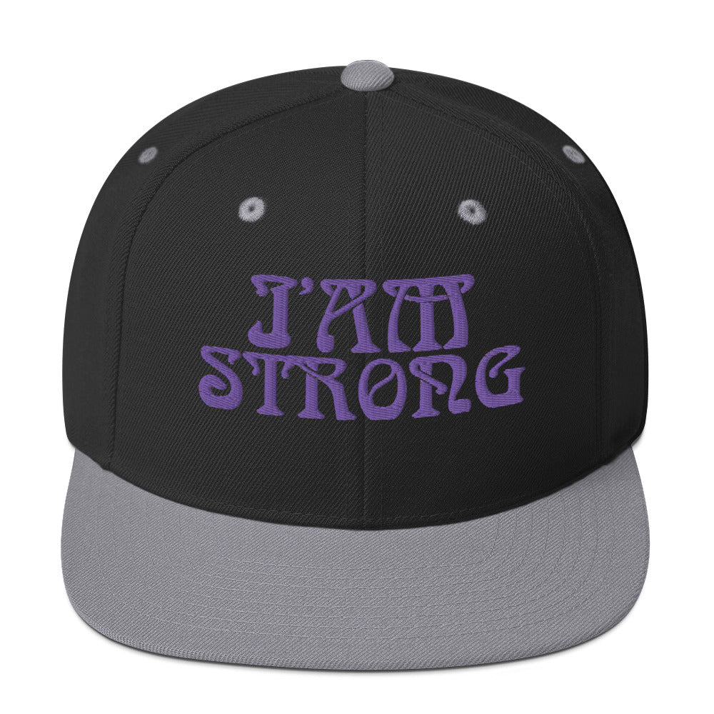 “I’AM STRONG!” Snapback Hat W/Purple Font