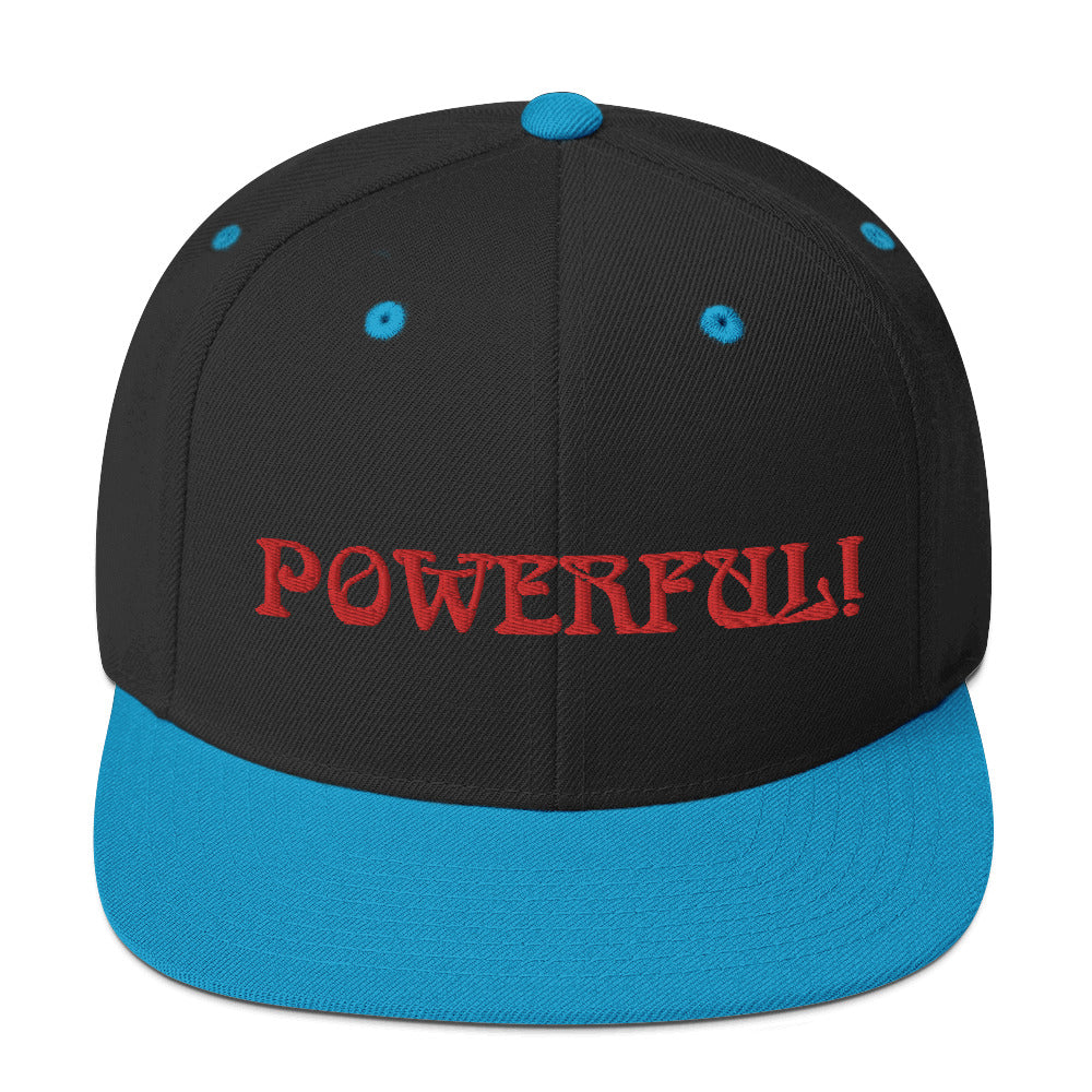 “POWERFUL!”Snapback Hat W/Red Font