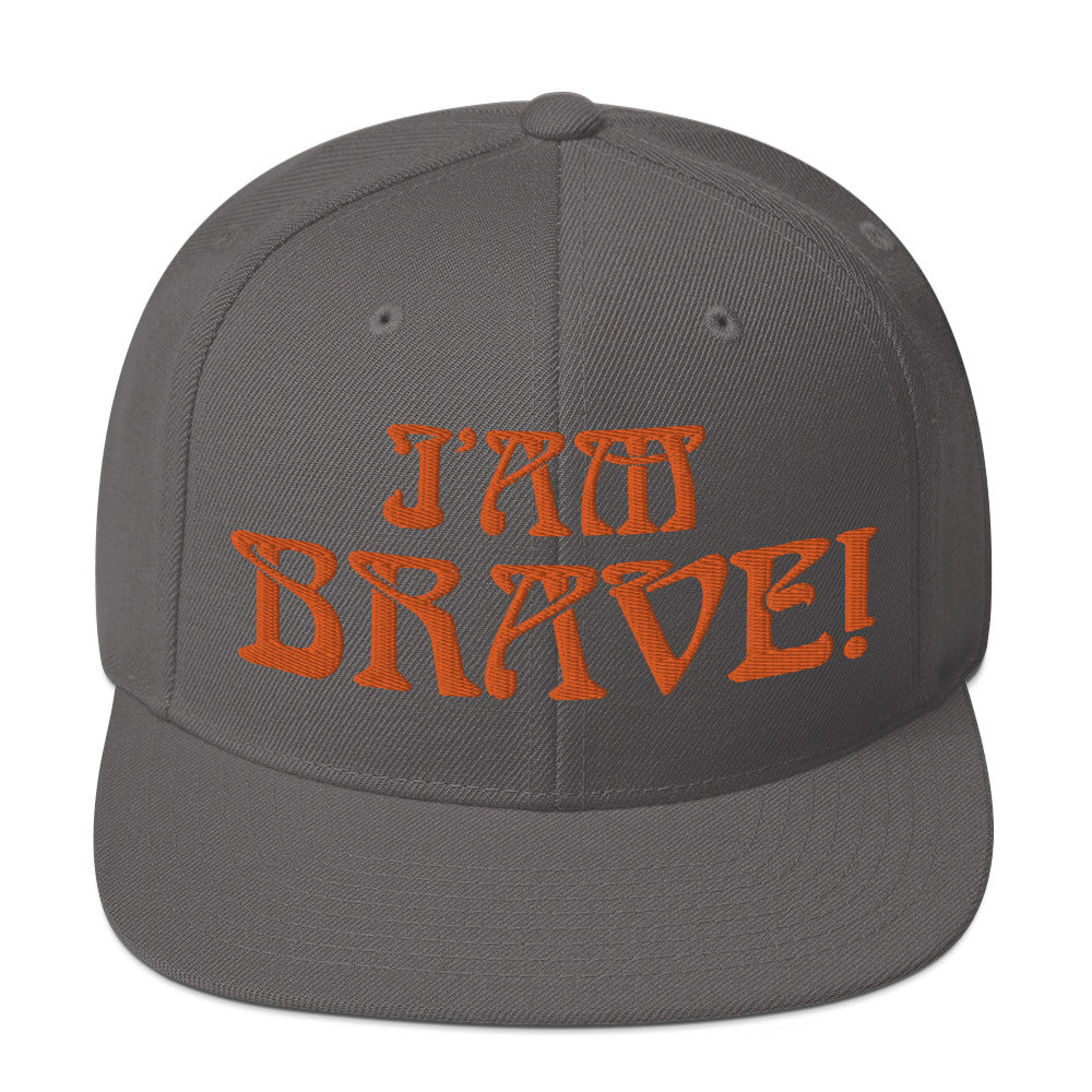 “I’AM BRAVE!”Snapback Hat W/Orange Font