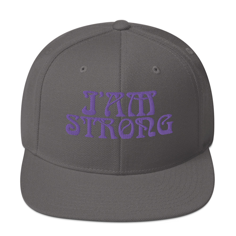 “I’AM STRONG!” Snapback Hat W/Purple Font
