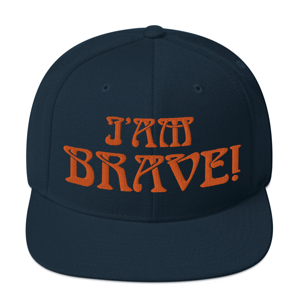 “I’AM BRAVE!”Snapback Hat W/Orange Font