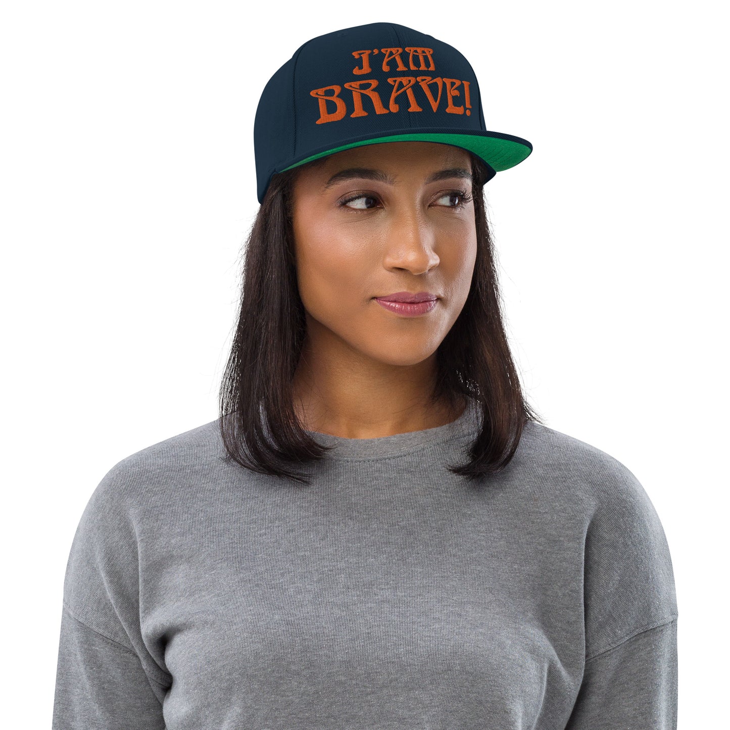 “I’AM BRAVE!”Snapback Hat W/Orange Font