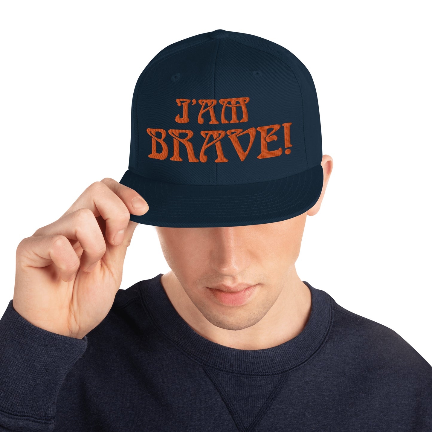 “I’AM BRAVE!”Snapback Hat W/Orange Font