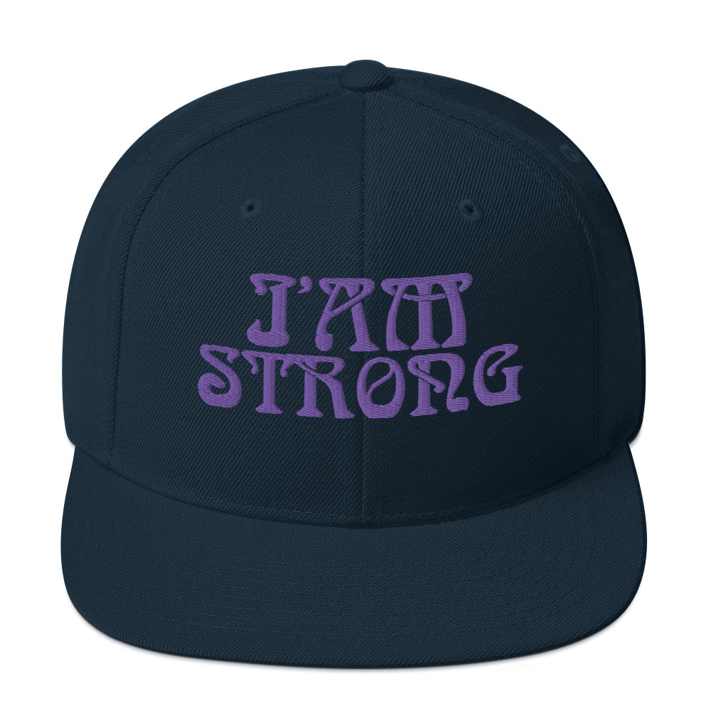“I’AM STRONG!” Snapback Hat W/Purple Font