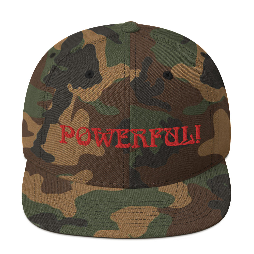“POWERFUL!”Snapback Hat W/Red Font