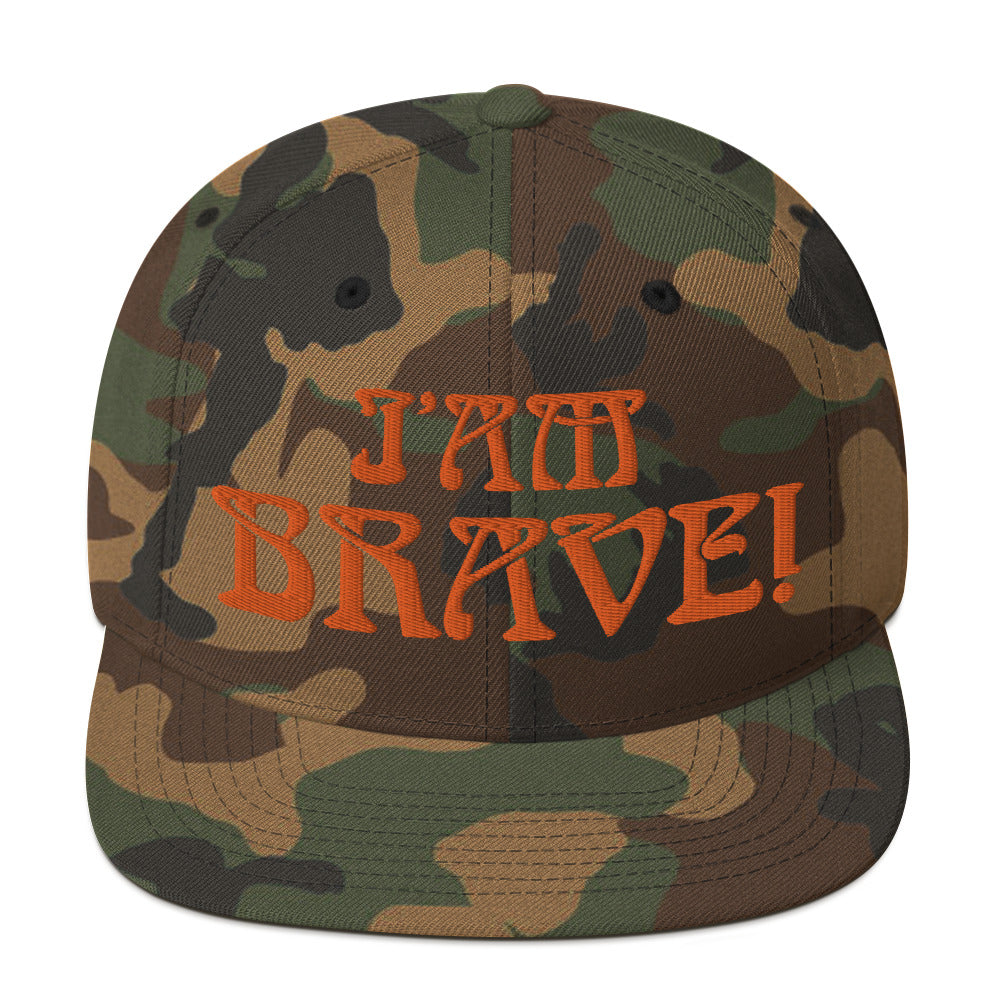 “I’AM BRAVE!”Snapback Hat W/Orange Font