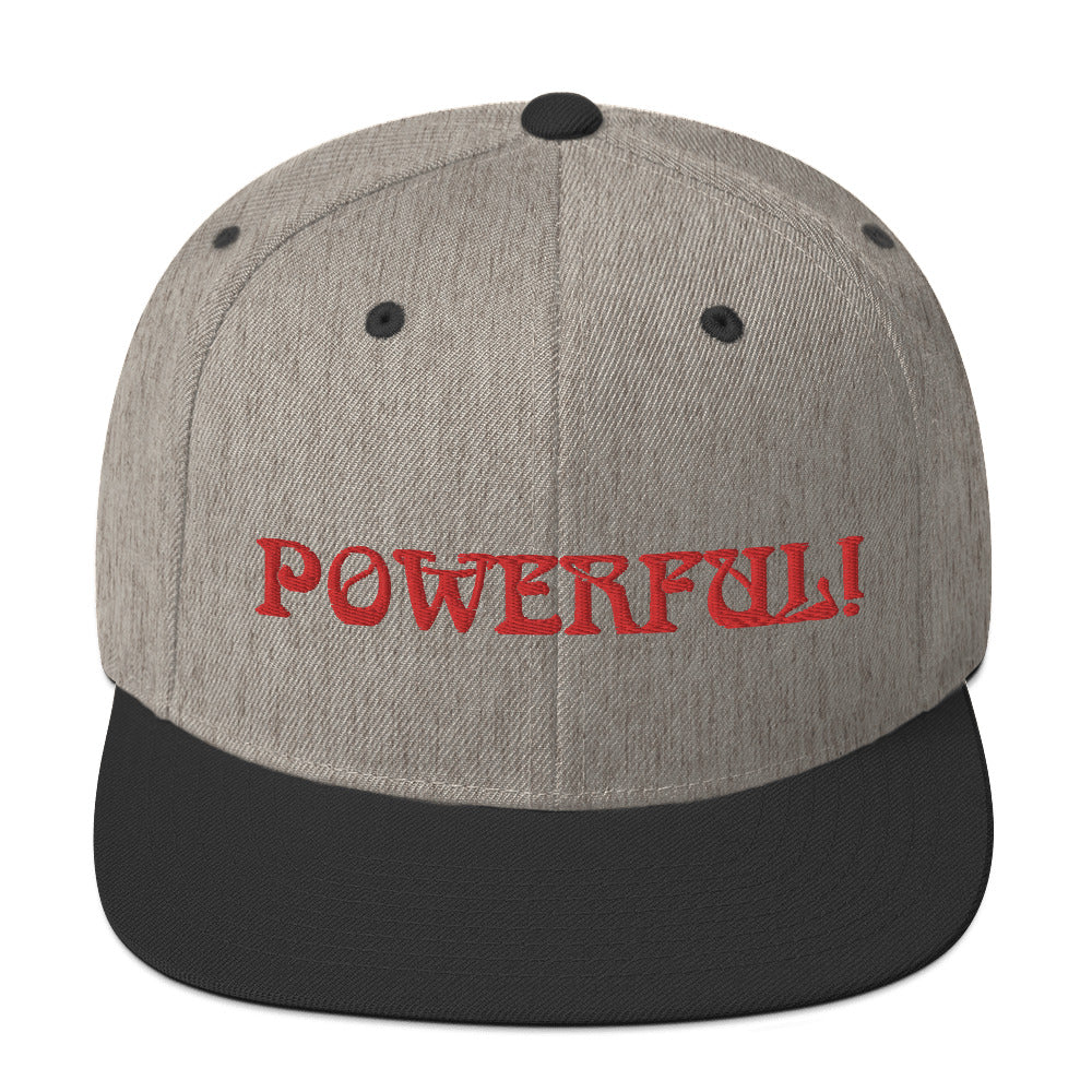 “POWERFUL!”Snapback Hat W/Red Font