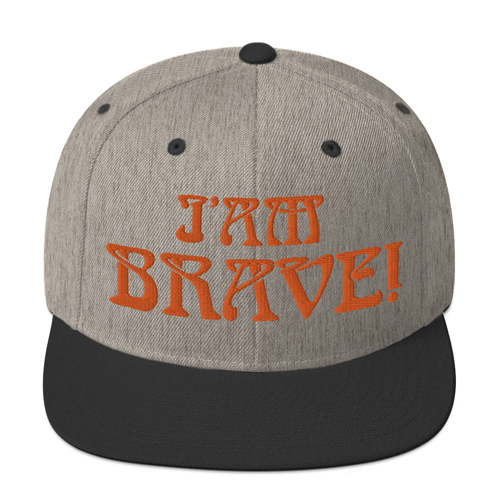 “I’AM BRAVE!”Snapback Hat W/Orange Font