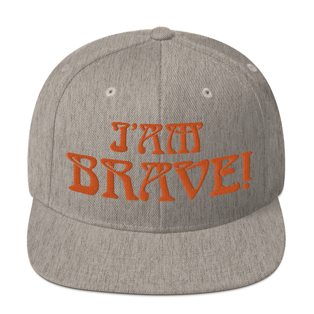 “I’AM BRAVE!”Snapback Hat W/Orange Font
