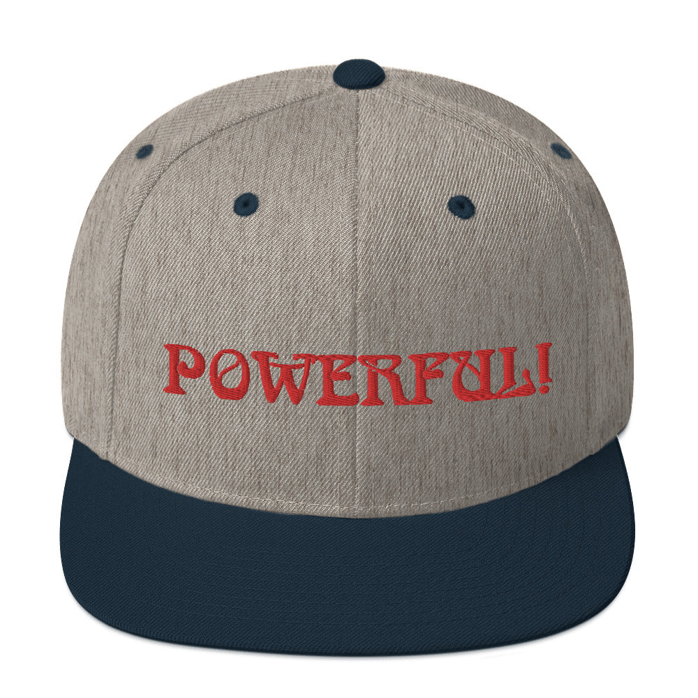 “POWERFUL!”Snapback Hat W/Red Font
