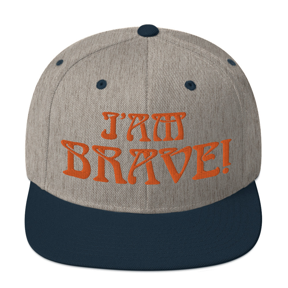“I’AM BRAVE!”Snapback Hat W/Orange Font