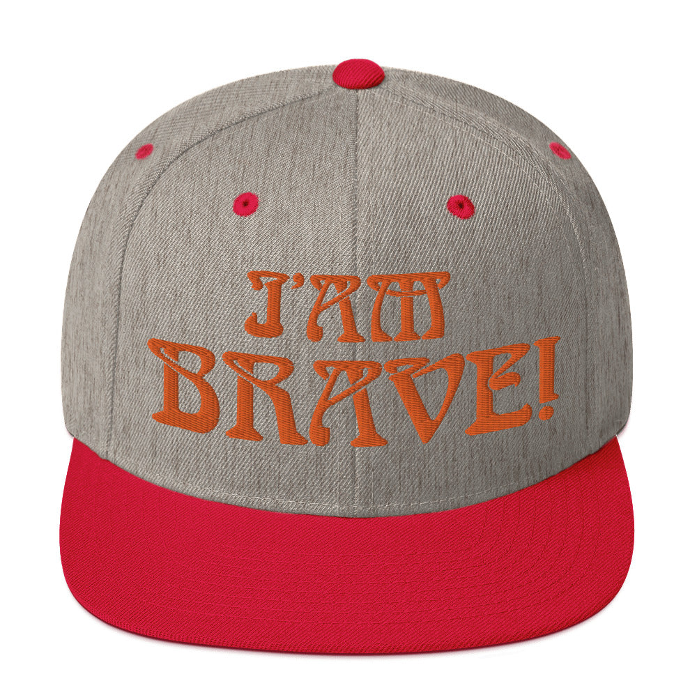 “I’AM BRAVE!”Snapback Hat W/Orange Font