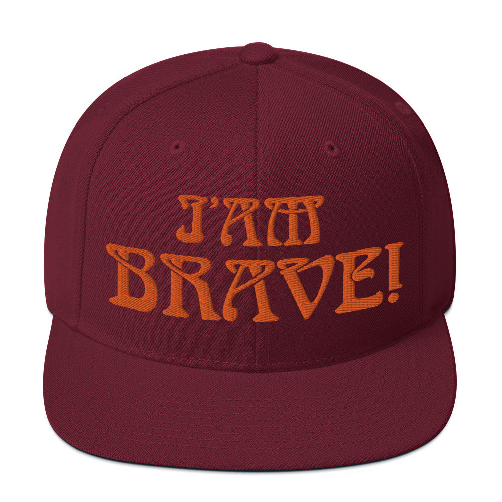 “I’AM BRAVE!”Snapback Hat W/Orange Font