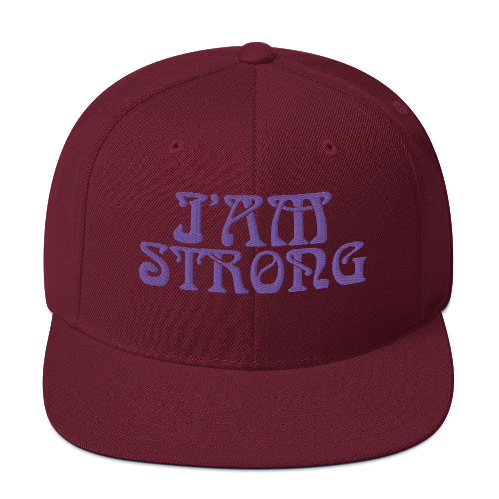 “I’AM STRONG!” Snapback Hat W/Purple Font