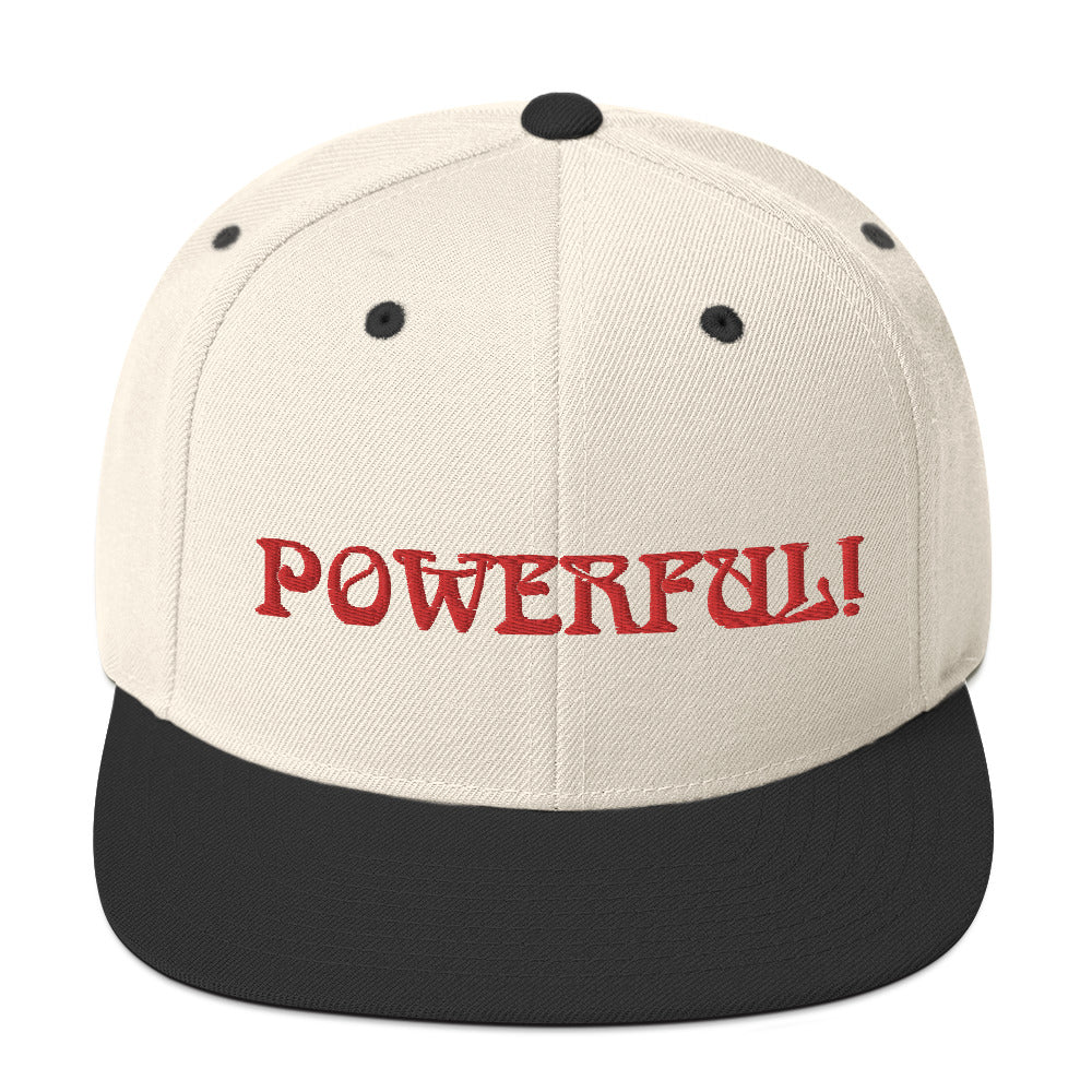 “POWERFUL!”Snapback Hat W/Red Font