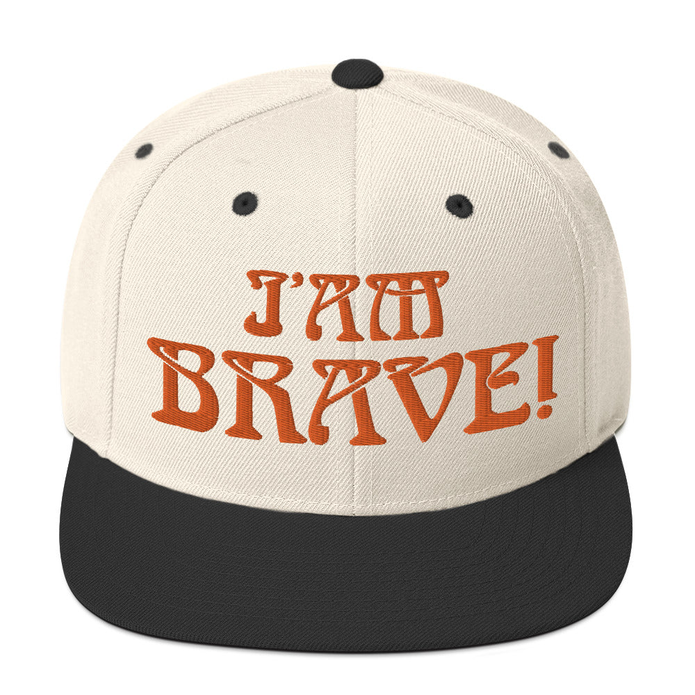 “I’AM BRAVE!”Snapback Hat W/Orange Font