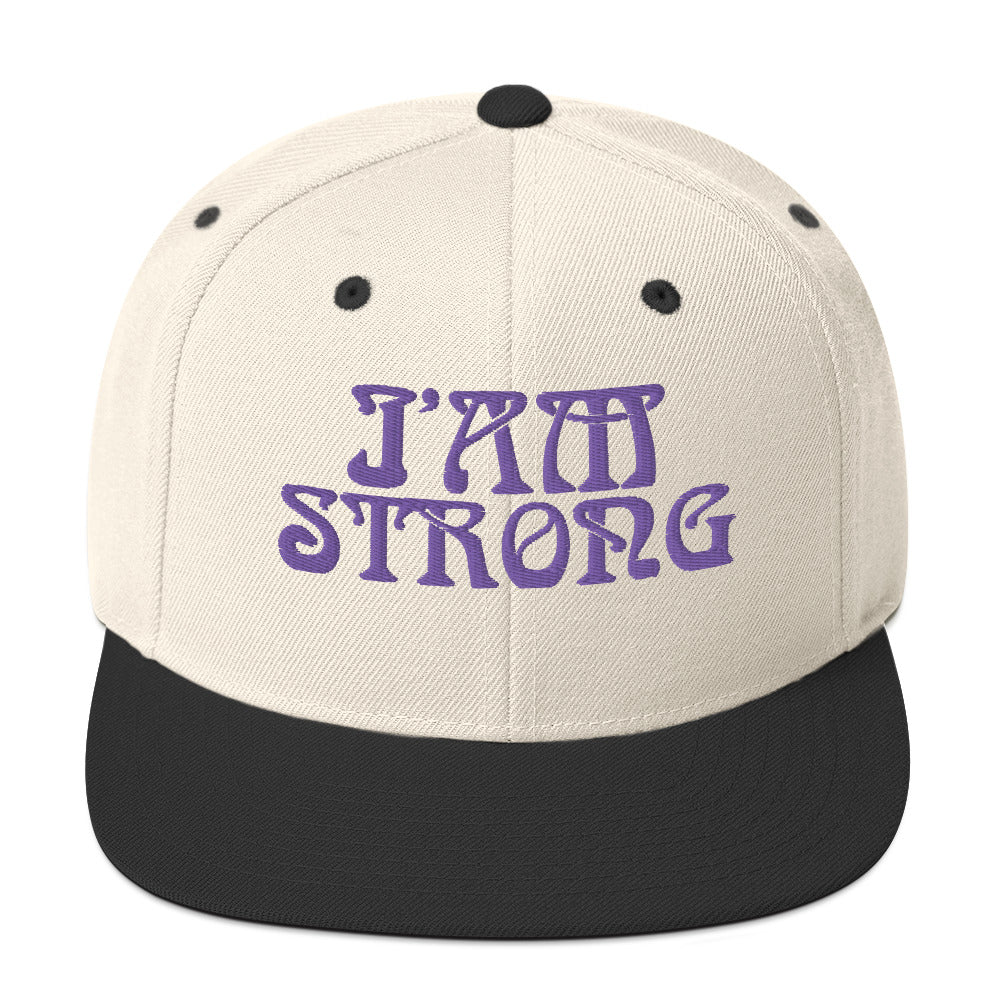 “I’AM STRONG!” Snapback Hat W/Purple Font
