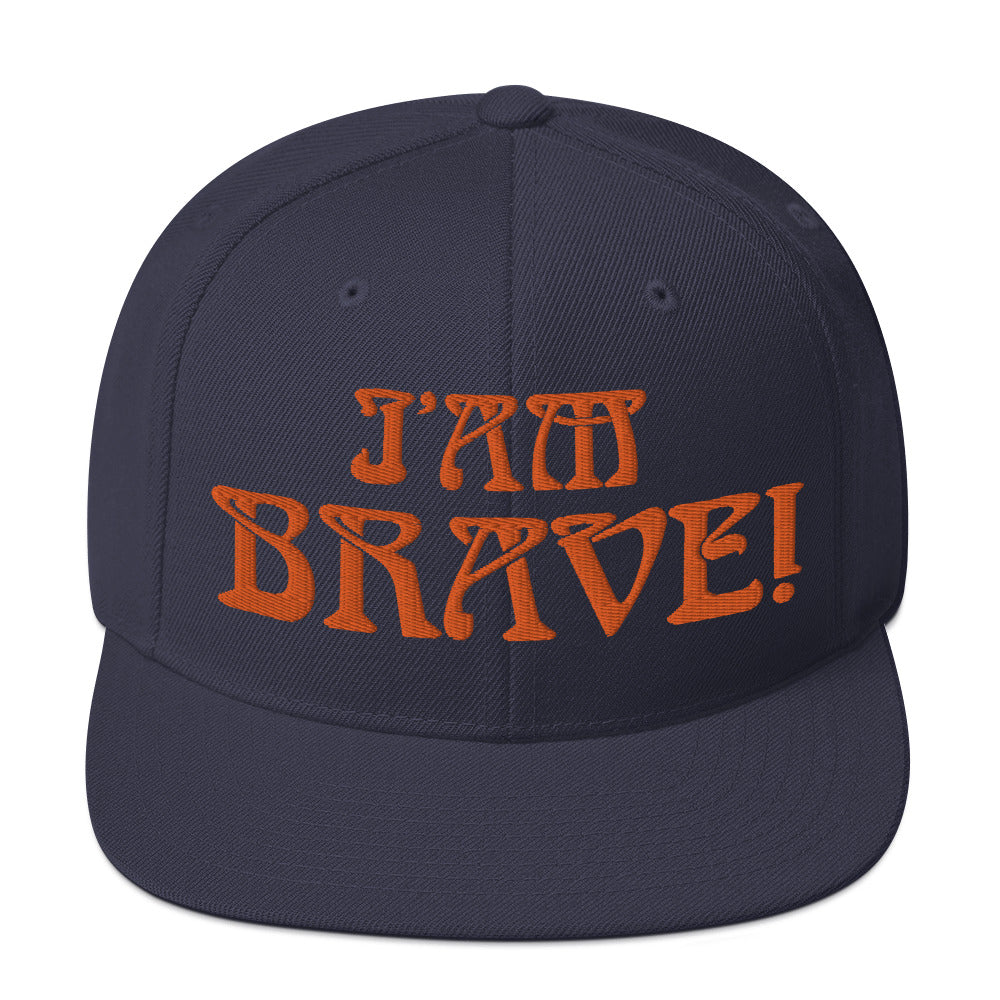 “I’AM BRAVE!”Snapback Hat W/Orange Font
