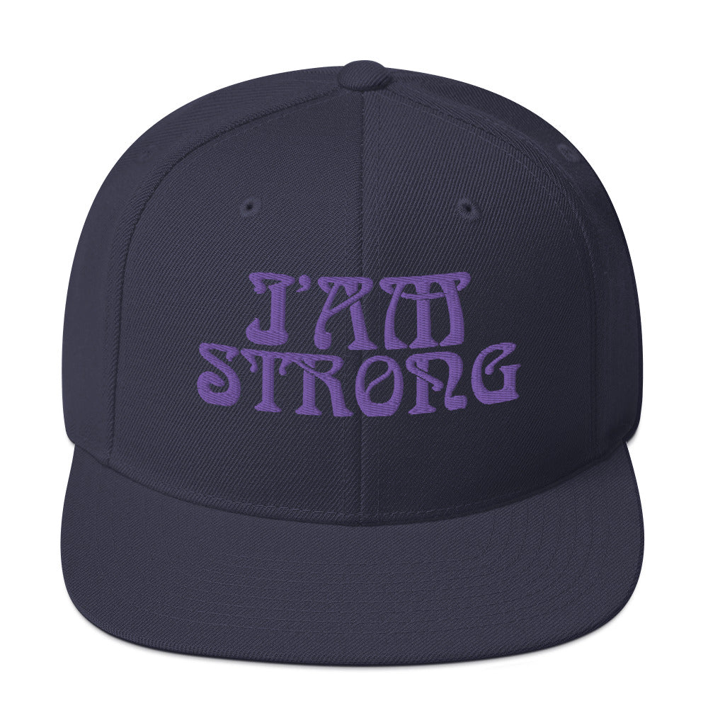 “I’AM STRONG!” Snapback Hat W/Purple Font