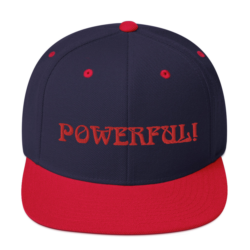 “POWERFUL!”Snapback Hat W/Red Font