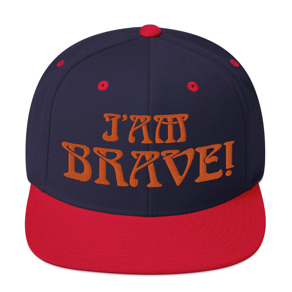 “I’AM BRAVE!”Snapback Hat W/Orange Font